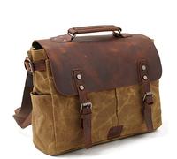 les hommes est sac de coursier sac de toile imperméable ciré cuir vintage ordinateur toile cartable épaule mallette à usage quotidien brown travaux école college
