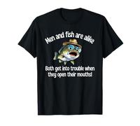 Les hommes et les poissons sont semblables à tous les deux avoir des problèmes pour ouvrir la bouche T-Shirt