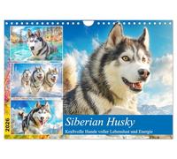 Les huskies sibériens. Des chiens puissants, pleins de joie de vivre et d'énergie, Version française (Calendrier mural 2026 DIN A4 portrait), Calendrier CALVENDO mensuel