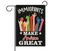 Les Immigrants Font La Grandeur De L'Amérique. Pro-Immigration. Égalité. Paix. Diversité. Garden Flag Solide Drapeau Résistant Aux Intempéries Bannière Pour Bar Pelouse Extérieur 30X45Cm