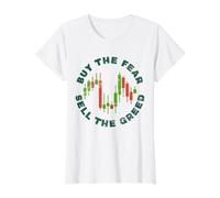 Les investisseurs Crypto Traders achètent la Peur, vendent la cupidité drôle T-Shirt Graphique avec Valeur, Femme, Blanc, XS
