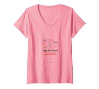 Les Jambes sont fatiguées de Sauter aux Conclusions Toute la journée T-Shirt avec Col en V, Femme, Rose, M