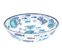 Les Jardins de la Comtesse - Grand Saladier en Mélamine - Caraïbes - 4L / Ø 31 cm - Bleu Mer et Poissons - Service de Table de la Vaisselle Quasi-Incassable MelARTmine