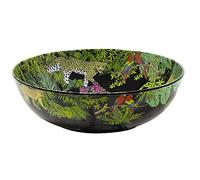 Les Jardins de la Comtesse - Grand Saladier en Mélamine Noir/Vert du Service de Table Jungle - Collection Vaisselle MelARTmine - 4L / Ø 31 cm