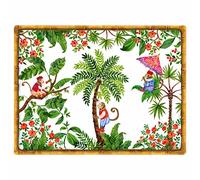 Les Jardins de la Comtesse - Lot de 6 Sets de Table Rectangulaire en Vinyle (40 x 30 cm) - Antidérapant et Facile à Laver - Imprimé Singes de Bali