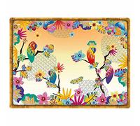 Les Jardins de la Comtesse - Lot de 6 Sets de Table Rectangulaire en Vinyle (40 x 30 cm) - Antidérapant et Facile à Laver - Imprimé Perroquets de Bahia