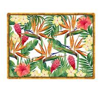 Les Jardins de la Comtesse - Lot de 6 Sets de Table Rectangulaire en Vinyle (40 x 30 cm) - Antidérapant et Facile à Laver - Imprimé Fleurs Exotiques