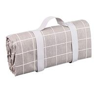 Les Jardins de la Comtesse - Nappe Pique-Nique Rectangulaire XL Concorde - Coton et Revers Imperméable Polyester - 280 x 140 cm - Beige et Blanc - Aussi pour Table de Jardin - 8/12 Personnes