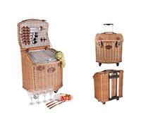 Les Jardins de la Comtesse - Panier Pique-Nique à roulettes Concorde - 4 Personnes - 41 x 35 x 50 cm