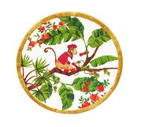 Les Jardins de la Comtesse - Petite Assiette à Dessert en Mélamine - Singes de Bali - 22 cm - Rouge corail/Vert - Service de Table - Collection Vaisselle Quasi-Incassable MelARTmine