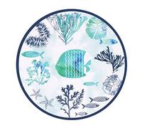 Les Jardins de la Comtesse - Petite Assiette à Dessert Plate en Mélamine - Caraïbes - Ø 22 cm - Bleu Mer et Poissons - Service de Table - Vaisselle Quasi-Incassable MelARTmine