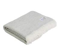 Les Jardins de la Comtesse - Plaid Léger en Cachemire 4 Fils et Laine - Motifs Chevrons Gris Argenté (140 x 230 cm) Jeté de Canapé/Lit Moelleux, Couette Ultra Chaude et Douce/Idéal comme Châle