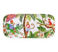 Les Jardins de la Comtesse - Plat à Cakes Rectangulaire en Mélamine Pure - Singes de Bali - 37,5 cm - Rouge corail/Vert - Plat Long de Service de la Collection de Vaisselle Quasi-Incassable MelARTmine