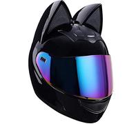 Les Jeunes Hommes Et Femmes Cool Casque Kart Moto Voiture Électrique Moto ECE Homologué Casque Intégral,Casques de Moto intégraux avec Oreilles de Chat,Casque de Motocross Casque modulaire Moto
