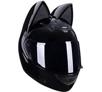 Les Jeunes Hommes Et Femmes Cool Casque Kart Moto Voiture Électrique Moto ECE Homologué Casque Intégral,Casques de Moto intégraux avec Oreilles de Chat,Casque de Motocross Casque modulaire Moto