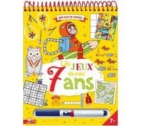 Les jeux de mes 7 ans - bloc avec feutre effaçable - Collectif - Deux Coqs D'or - relié - Livre-jeu