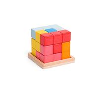 Les Jouets BigJigs verrouillent Un Puzzle de Cube - 3D Brain Teaser, Puzzle en Bois de qualité, Puzzle mathématique pour Les Enfants âgés de 3 Ans et Plus, développe la pensée stratégique des Enfants