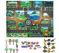 Les jouets pour enfants portent le tapis jeu 130 * 100 parc stationnement trafic mondial dinosaures - Multicolore Multicolore G