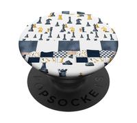 Les Joueurs d'échecs Patchwork Adore Jouer aux Dames PopSockets PopGrip Adhésif