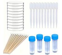 Les kits de projets éducatifs pour expo-sciences de Petri comprennent des écouvillons, des compte-gouttes, tubes à essai, plaques gélose pour filles et garçons, cadeaux 34 pièces sans œil