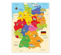 Les Länder allemands pour les enfants Poster de Fluffy Feelings 30 x 40 cm Objets cachés Décoration murale