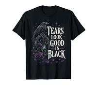 Les Larmes Ont l'air Bien dans l'émo Gothique Corbeau Noir T-Shirt