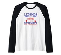 Les légendes Naissent en Novembre Stars and Stripes Manche Raglan