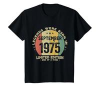 Les Légendes sont nées en Septembre 1975 T-Shirt, Enfant, Noir, 10 Ans