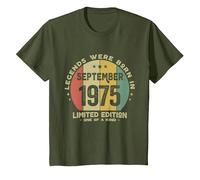 Les Légendes sont nées en Septembre 1975 T-Shirt, Enfant, Olive, 3 Ans