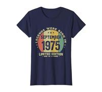 Les Légendes sont nées en Septembre 1975 T-Shirt, Femme, Bleu Marine, XS