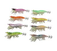 Les Leurres de Crevettes Applaudissements de Crevettes, Les Leurres de Pêche aux Crevettes 8 Pcs Brillent dans Le Matériau en Silicone des Yeux 3D Sombres avec des Crochets (3.5#)