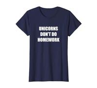 Les Licornes ne Font Pas Leurs devoirs T-Shirt, Femme, Bleu Marine, S