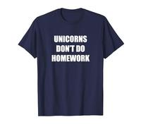 Les Licornes ne Font Pas Leurs devoirs T-Shirt, Homme, Bleu Marine, M