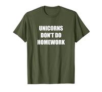 Les Licornes ne Font Pas Leurs devoirs T-Shirt, Homme, Olive, S