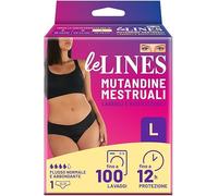 Les LINES Culotte menstruelle femme taille L - Slip absorbant lavable et réutilisable jusqu'à 100 lavages, protection jusqu'à 12 heures, invisible pour flux normal et abondant, technologie 4 couches