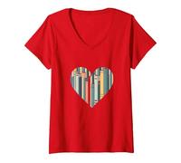 Les Livres sont Mon langage d'amour - Bookworm Gift T-Shirt avec Col en V, Femme, Rouge, S