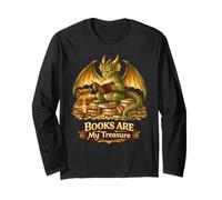 Les Livres sont Mon trésor, Joli Motif de Lecture en Forme de Dragon Manche Longue
