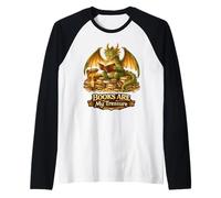 Les Livres sont Mon trésor, Joli Motif de Lecture en Forme de Dragon Manche Raglan