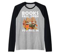 Les livres tombent ouverts - T-shirt pour les lecteurs passionnés Manche Raglan