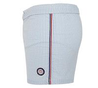 les loulous de la plage - Maillot Short de Bain Homme Stripe Court et Moulant rayé Bleu Ciel et Blanc - Octave 260 Taille XL 44-46