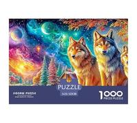 Les Loups regardent Le Paysage céleste coloré Puzzle De 1000 Pièces pour Adultes Et Enfants À Partir De 12 Ans Loup Cool Jeu De Défi Et De Jeu d'esprit 52x38cm/1000pcs
