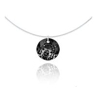 LES LUCILLES Collier Invisible Nylon Ras-de-Cou - Solitaire Wanderlust Gris Diamon Brillant - en Argent 925 - Fil de Style pêche Invisible