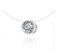 LES LUCILLES Collier Invisible Ras-de-Cou - Solitaire Brillant - Argent 925 (Anti-Allergique, sans Nickel) - Style Fil de pêche