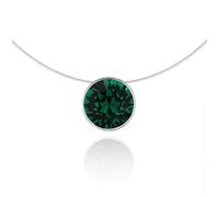 LES LUCILLES Collier Invisible Ras-de-Cou - Solitaire Brillant - Argent 925 - Couleur au Choix (Vert Emeraude)