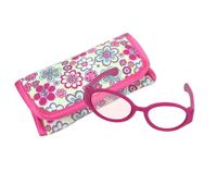Les lunettes de poupee rose vif de Sophia avec un cadre ovale en plastique et un botier de tissu imprime de fleurs accessoire 2 pieces pour 18 ""