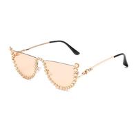 Les lunettes de soleil incrustées de diamants sont élégantes et élégantes, demi-monture, sans monture, Thé Diamond Frames Chips de thé légers, A