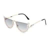 Les lunettes de soleil incrustées de diamants sont élégantes et élégantes, demi-monture, sans monture, Façades Cadres Diamant Blanc, A