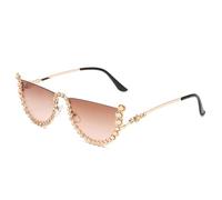 Les lunettes de soleil incrustées de diamants sont élégantes et élégantes, demi-monture, sans monture, Thé Diamond Frame Thé Poudre Comprimés, A