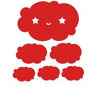 Les lutins de Camille- Lot de 6 stickers muraux nuage. 14 coloris au choix. Idéale décoration chambre bébé et enfant. (Rouge)
