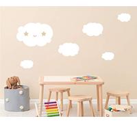 Les lutins de Camille- Lot de 6 stickers muraux nuage. 14 coloris au choix. Idéale décoration chambre bébé et enfant. (Blanc)